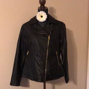 Faux leather black moto jacket